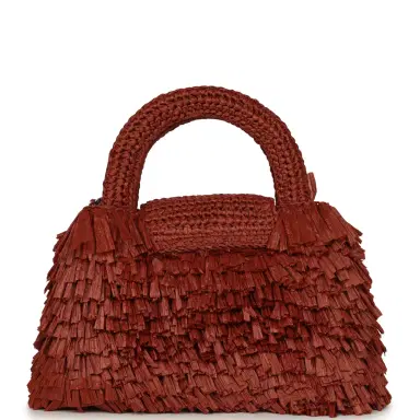Chanel Chanel Small Fringe Kelly Dark Red Raffia Wood and Light Gold Hardware | Thumbnail 4 Chanel Chanel Small Fringe Kelly Dark Red Raffia Wood and Light Gold Hardware | Thumbnail 4