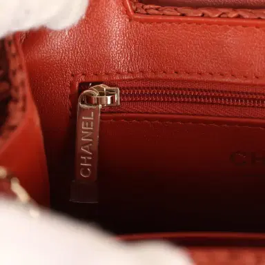 Chanel Chanel Small Fringe Kelly Dark Red Raffia Wood and Light Gold Hardware | Thumbnail 9 Chanel Chanel Small Fringe Kelly Dark Red Raffia Wood and Light Gold Hardware | Thumbnail 9
