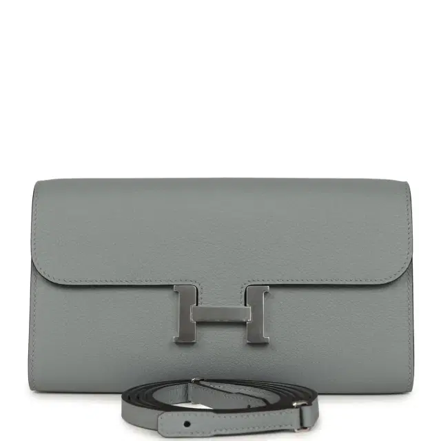 hermes Hermes Constance Wallet To Go Gris Pantin Evercolor Palladium Hardware