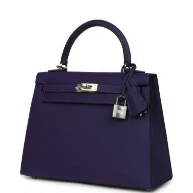 HERMÈS Hermes Kelly Sellier 25 Purple Epsom Palladium Hardware | Thumbnail 5