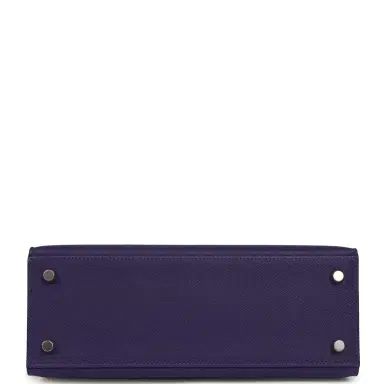 HERMÈS Hermes Kelly Sellier 25 Purple Epsom Palladium Hardware | Thumbnail 6