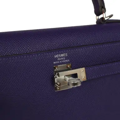 HERMÈS Hermes Kelly Sellier 25 Purple Epsom Palladium Hardware | Thumbnail 7