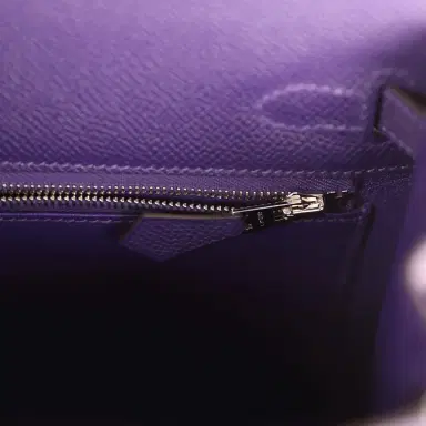 HERMÈS Hermes Kelly Sellier 25 Purple Epsom Palladium Hardware | Thumbnail 9