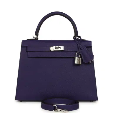 HERMÈS Hermes Kelly Sellier 25 Purple Epsom Palladium Hardware | Thumbnail 1