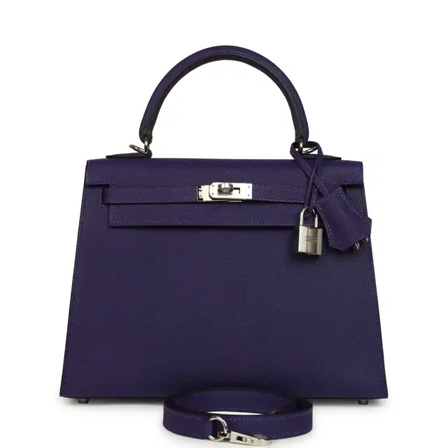 hermes Hermes Kelly Sellier 25 Purple Epsom Palladium Hardware