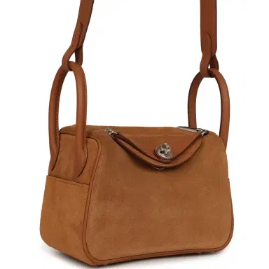 HERMÈS Hermes Mini Lindy II Chamois Grizzly Gold Swift Palladium Hardware | Thumbnail 2 HERMÈS Hermes Mini Lindy II Chamois Grizzly Gold Swift Palladium Hardware | Thumbnail 2