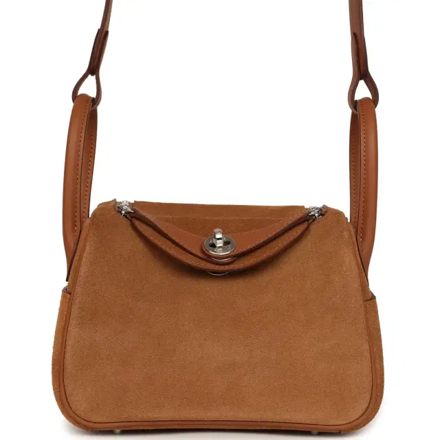hermes Hermes Mini Lindy II Chamois Grizzly Gold Swift Palladium Hardware