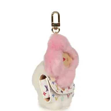 Louis Vuitton Louis Vuitton X Takashi Murakami Vivienne Cuddle Bag Charm Pink and White Monogram Multicolored Canvas Gold Hardware | Thumbnail 2