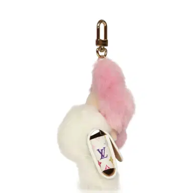 Louis Vuitton Louis Vuitton X Takashi Murakami Vivienne Cuddle Bag Charm Pink and White Monogram Multicolored Canvas Gold Hardware | Thumbnail 3