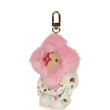 Louis Vuitton Louis Vuitton X Takashi Murakami Vivienne Cuddle Bag Charm Pink and White Monogram Multicolored Canvas Gold Hardware | Thumbnail 5