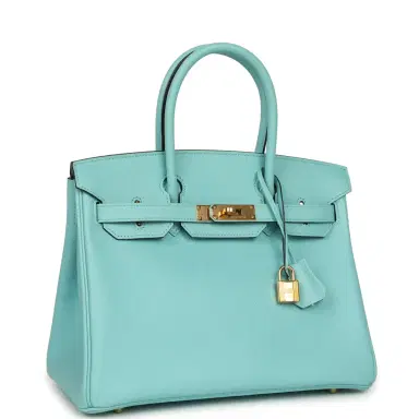 HERMÈS Pre-owned Hermes Birkin 30 Bleu Atoll Epsom Gold Hardware | Thumbnail 2 HERMÈS Pre-owned Hermes Birkin 30 Bleu Atoll Epsom Gold Hardware | Thumbnail 2