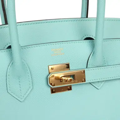 HERMÈS Pre-owned Hermes Birkin 30 Bleu Atoll Epsom Gold Hardware | Thumbnail 7 HERMÈS Pre-owned Hermes Birkin 30 Bleu Atoll Epsom Gold Hardware | Thumbnail 7