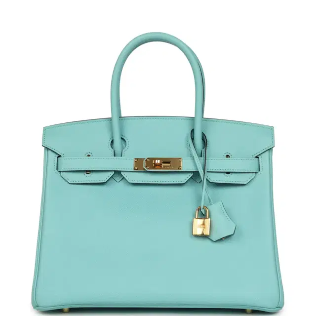Pre-owned Hermes Birkin 30 Bleu Atoll Epsom Gold Hardware Pre-owned Hermes Birkin 30 Bleu Atoll Epsom Gold Hardware