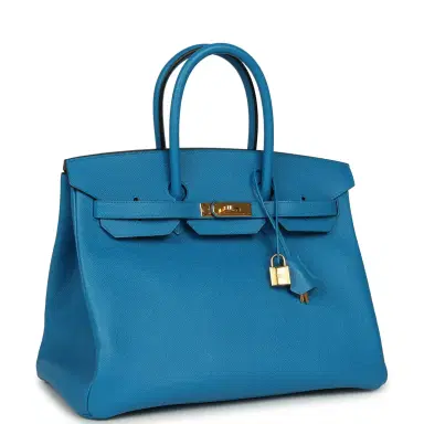 HERMÈS Pre-owned Hermes Birkin 35 Bleu Zanzibar Epsom Gold Hardware | Thumbnail 2 HERMÈS Pre-owned Hermes Birkin 35 Bleu Zanzibar Epsom Gold Hardware | Thumbnail 2