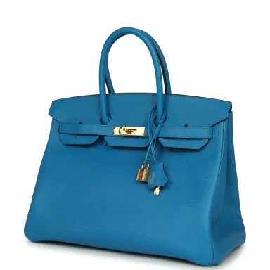 HERMÈS Pre-owned Hermes Birkin 35 Bleu Zanzibar Epsom Gold Hardware | Thumbnail 5 HERMÈS Pre-owned Hermes Birkin 35 Bleu Zanzibar Epsom Gold Hardware | Thumbnail 5