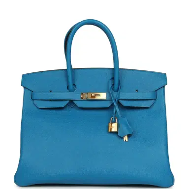 HERMÈS Pre-owned Hermes Birkin 35 Bleu Zanzibar Epsom Gold Hardware | Thumbnail 1 HERMÈS Pre-owned Hermes Birkin 35 Bleu Zanzibar Epsom Gold Hardware | Thumbnail 1
