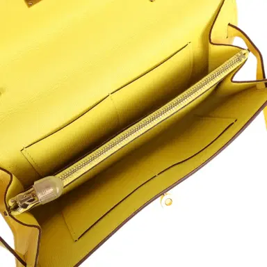 HERMÈS Pre-owned Hermes Kelly Wallet To Go Jaune Citron Ostrich Rose Gold Hardware | Thumbnail 8 HERMÈS Pre-owned Hermes Kelly Wallet To Go Jaune Citron Ostrich Rose Gold Hardware | Thumbnail 8