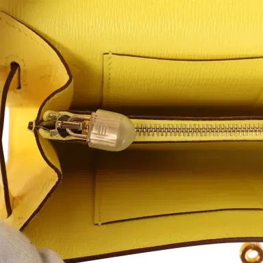 HERMÈS Pre-owned Hermes Kelly Wallet To Go Jaune Citron Ostrich Rose Gold Hardware | Thumbnail 9 HERMÈS Pre-owned Hermes Kelly Wallet To Go Jaune Citron Ostrich Rose Gold Hardware | Thumbnail 9