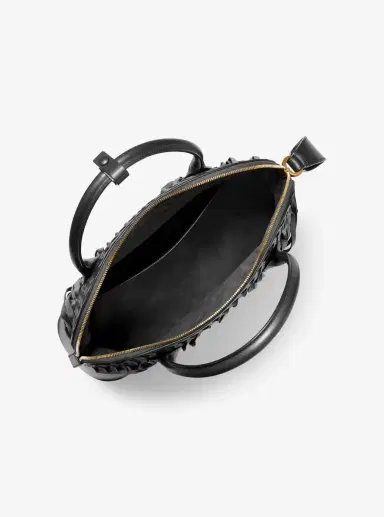 Michael Kors Collection Kaitlin Large Fringed Woven Leather Dome Satchel | Thumbnail 11 Michael Kors Collection Kaitlin Large Fringed Woven Leather Dome Satchel | Thumbnail 11