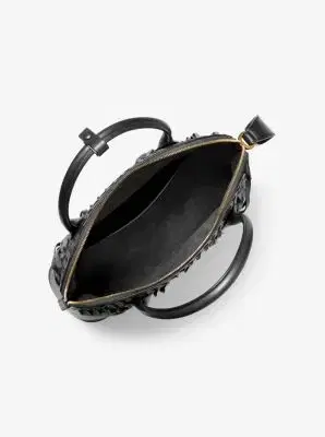 Michael Kors Collection Kaitlin Large Fringed Woven Leather Dome Satchel | Thumbnail 3 Michael Kors Collection Kaitlin Large Fringed Woven Leather Dome Satchel | Thumbnail 3