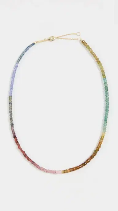 Shashi Aisha Gemstone Necklace Muted Rainbow One Size | Thumbnail 2