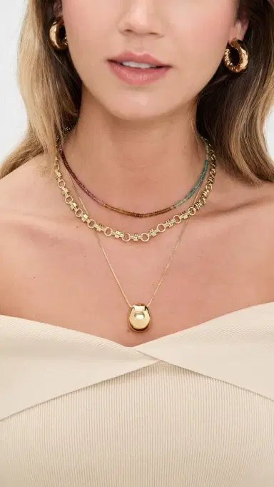Shashi Aisha Gemstone Necklace Muted Rainbow One Size | Thumbnail 3