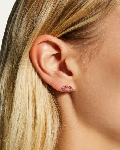 Sydney Evan 14k Rose Gold & Ruby Lips Single Stud Earring | Thumbnail 2
