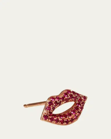 Sydney Evan 14k Rose Gold & Ruby Lips Single Stud Earring | Thumbnail 3
