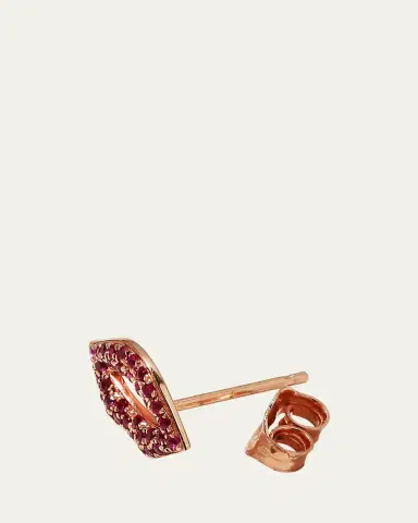 Sydney Evan 14k Rose Gold & Ruby Lips Single Stud Earring | Thumbnail 4