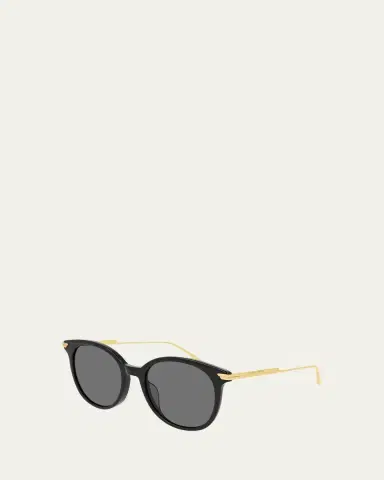 Bottega Veneta Round Acetate/Metal Sunglasses | Thumbnail 2