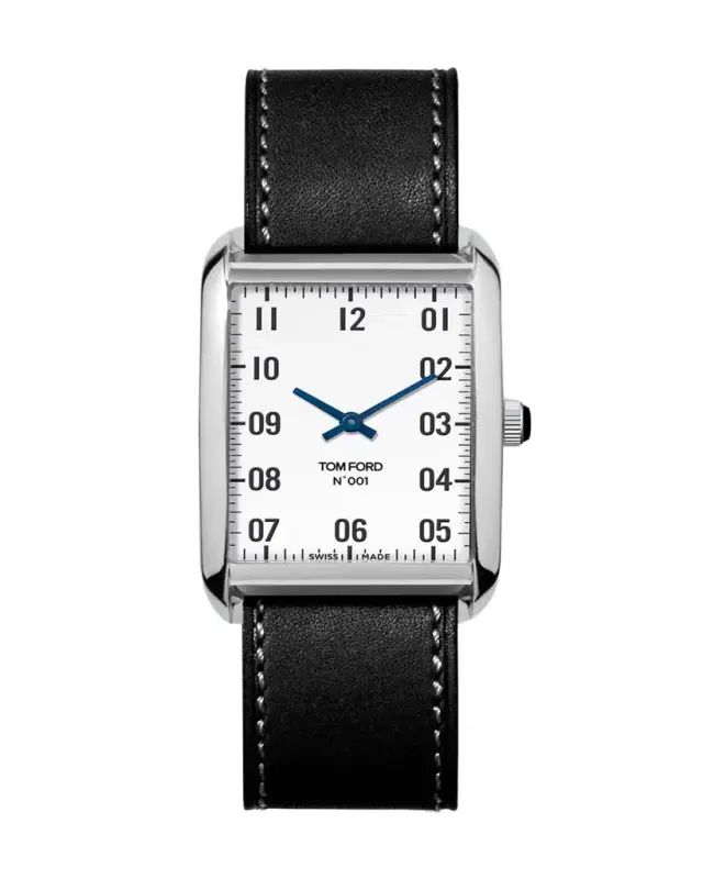 N.001 44mm x 30mm Rectangular Leather Watch