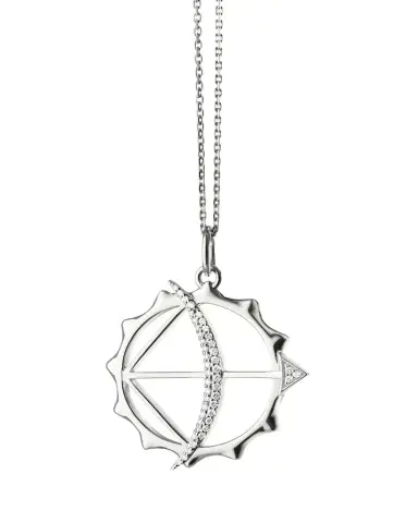 Monica Rich Kosann Sterling Silver Large Apollo Strength Charm Necklace with White Sapphires | Thumbnail 1
