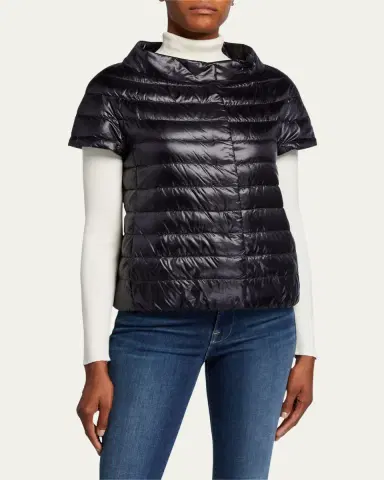 Herno Short-Sleeve Snap-Front Quilted Puffer Jacket | Thumbnail 3