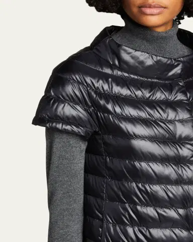 Herno Short-Sleeve Snap-Front Quilted Puffer Jacket | Thumbnail 5