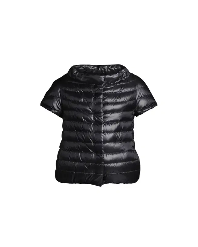 Short-Sleeve Snap-Front Quilted Puffer Jacket