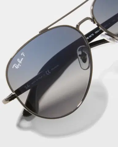 Ray-Ban Men's Polarized Metal Aviator Sunglasses | Thumbnail 4