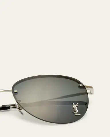 Saint Laurent Unisex Mask Mirrored Shield Metal Sunglasses | Thumbnail 3
