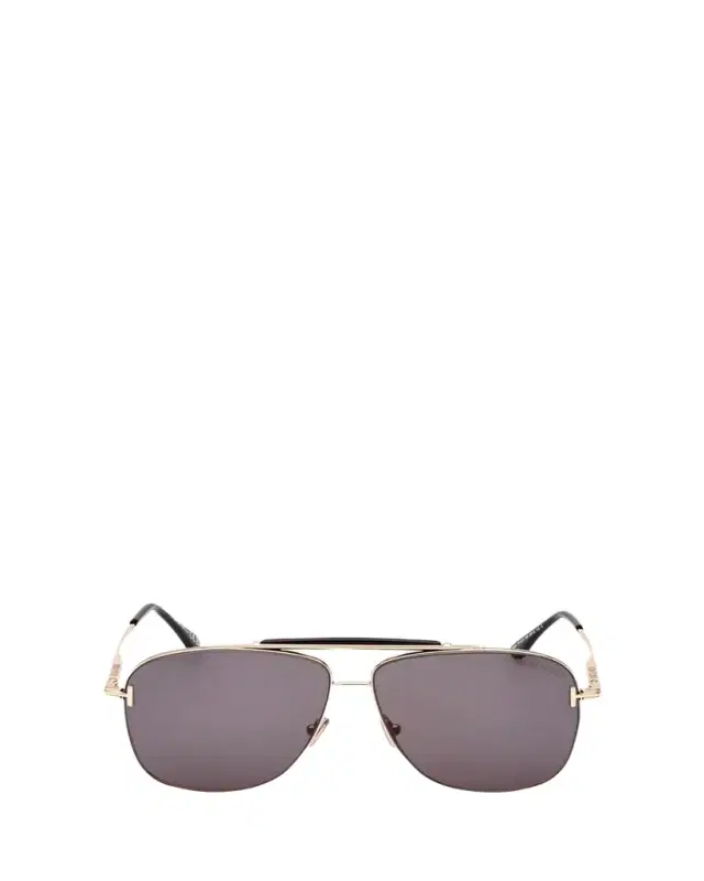 TOM FORD Jaden T Logo Metal Aviator Sunglasses