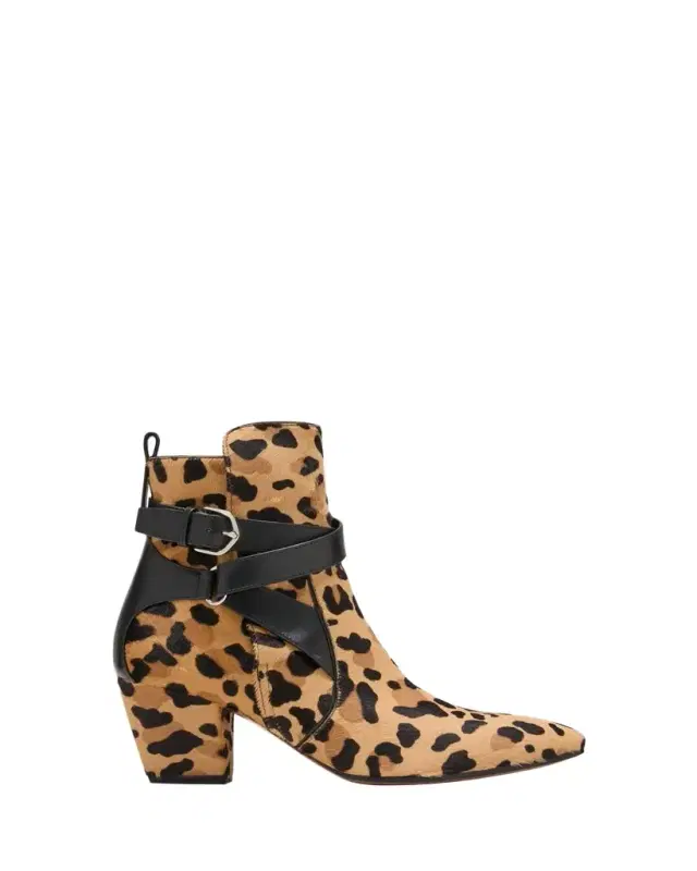 Leopard Buckle Ankle Booties