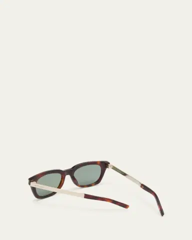 Saint Laurent Engraved Logo Rectangle Mixed-Media Sunglasses | Thumbnail 2