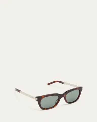 Saint Laurent Engraved Logo Rectangle Mixed-Media Sunglasses | Thumbnail 3