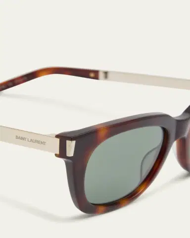 Saint Laurent Engraved Logo Rectangle Mixed-Media Sunglasses | Thumbnail 4