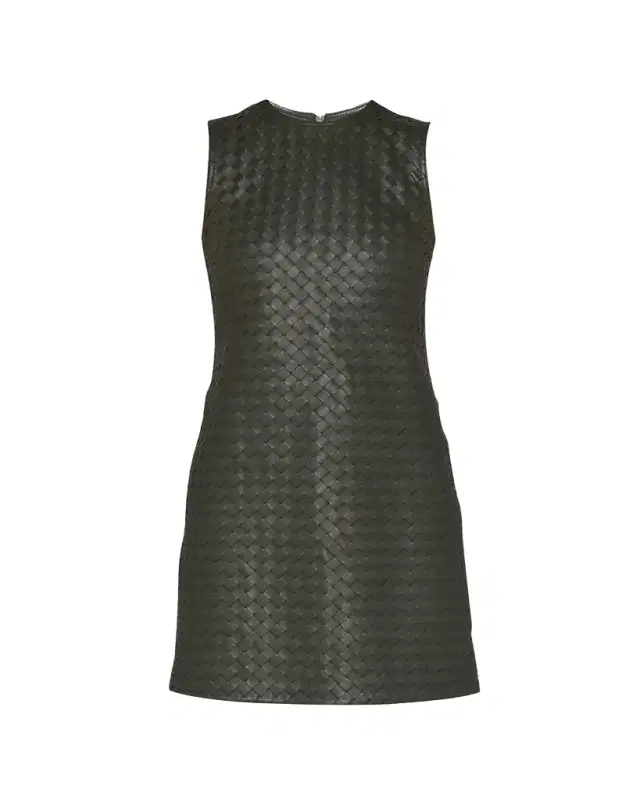 Leather Intrecciato Weave Mini Dress