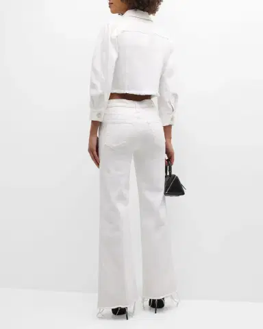 Alice + Olivia Lana Puff-Sleeve Cropped Denim Jacket | Thumbnail 3