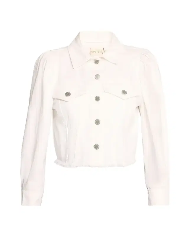 ALICE + OLIVIA Lana Puff-Sleeve Cropped Denim Jacket