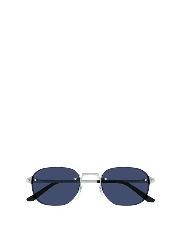 Cartier Men's CT0459SM Rimless Metal Round Sunglasses