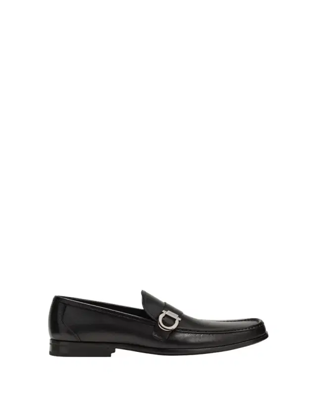 Ferragamo Men's Caspian Gancio Leather Loafers