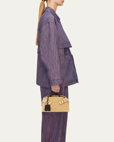 Ferragamo Hug Mini Crochet Raffia Top-Handle Bag | Thumbnail 2