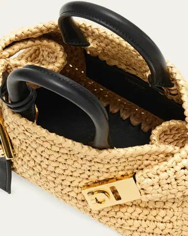 Ferragamo Hug Mini Crochet Raffia Top-Handle Bag | Thumbnail 4