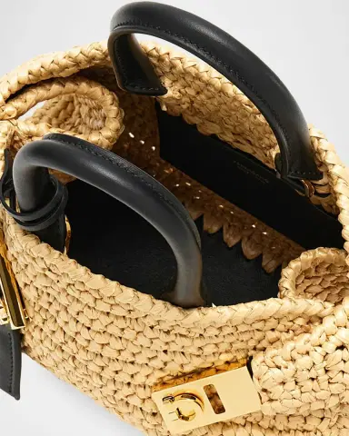 Ferragamo Hug Mini Crochet Raffia Top-Handle Bag | Thumbnail 8